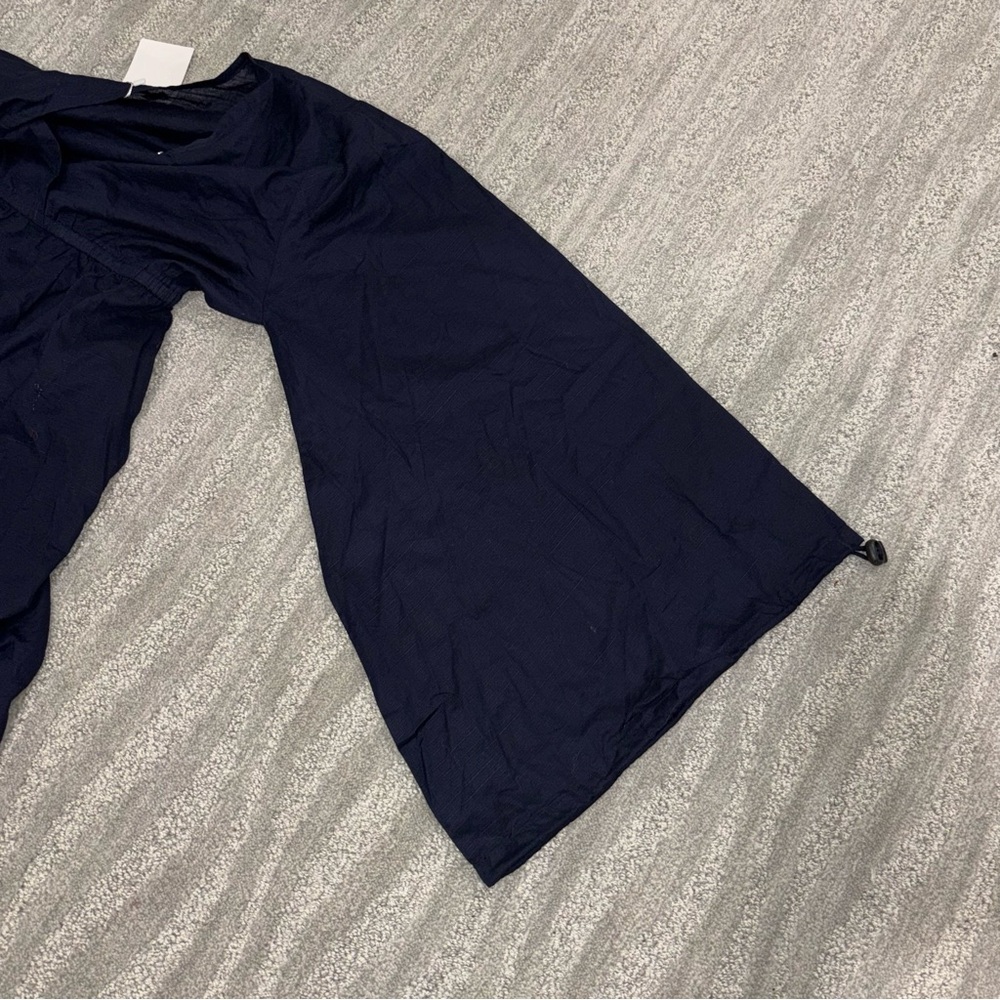 NWT Sowears Navy Kimono Sleeve V-Neck Maxi Dress Boho Minimalist Women’s Size M - Picture 3 of 8